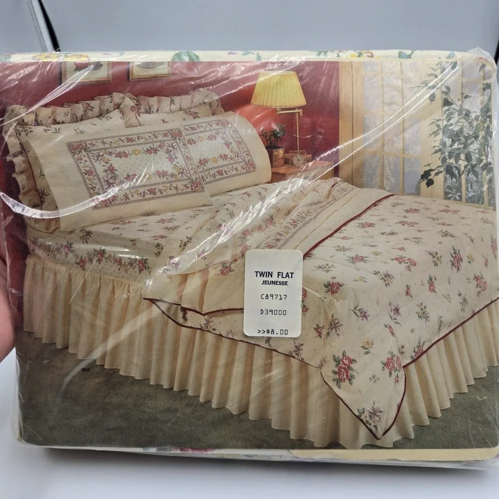 Vintage Cannon Gold Label Floral Twin Flat Top Sheet NOS SEALED NEW! Grandmacore